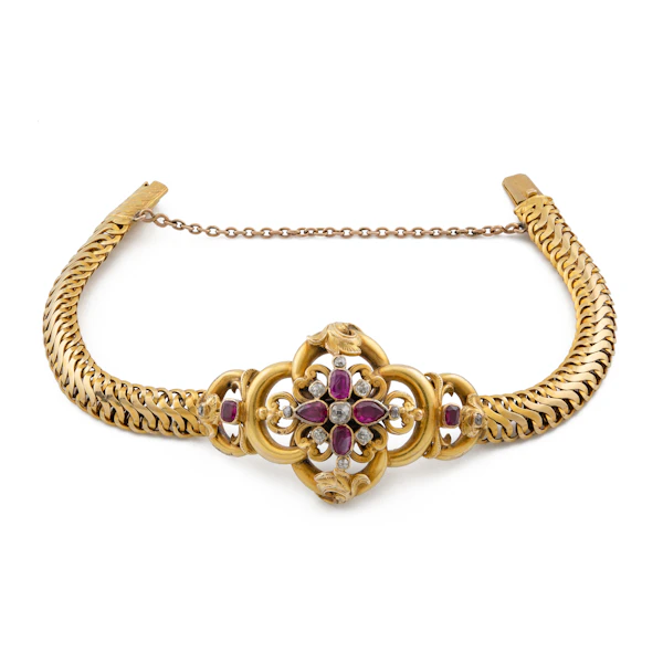 Antique 18ct Gold Burmese Ruby and Diamond Bracelet, Spectrum Antiques - image 2