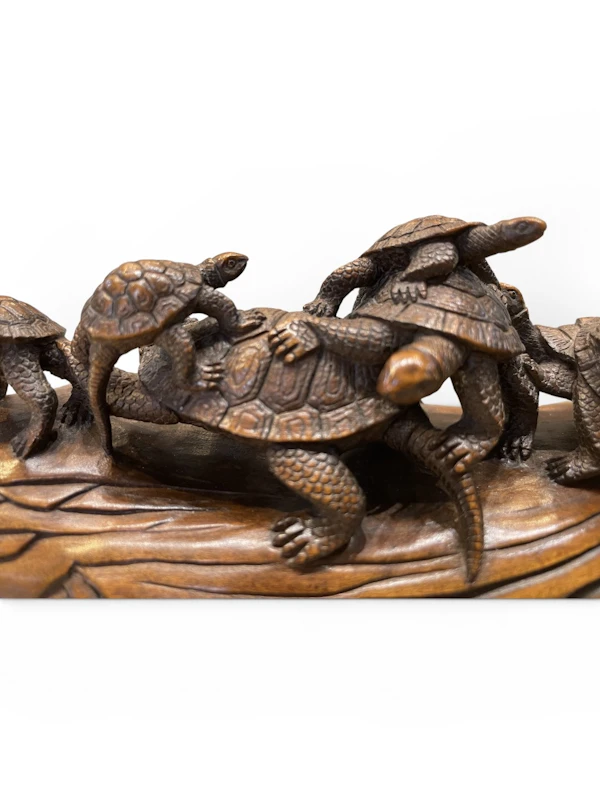 Japanese Okimono of turtles - image 4