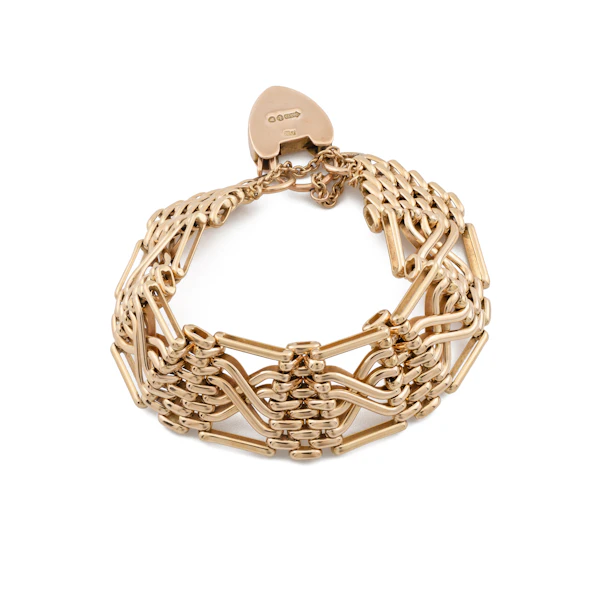 Vintage 9ct Gold Gate Bracelet with Heart Padlock, Spectrum Antiques - image 4