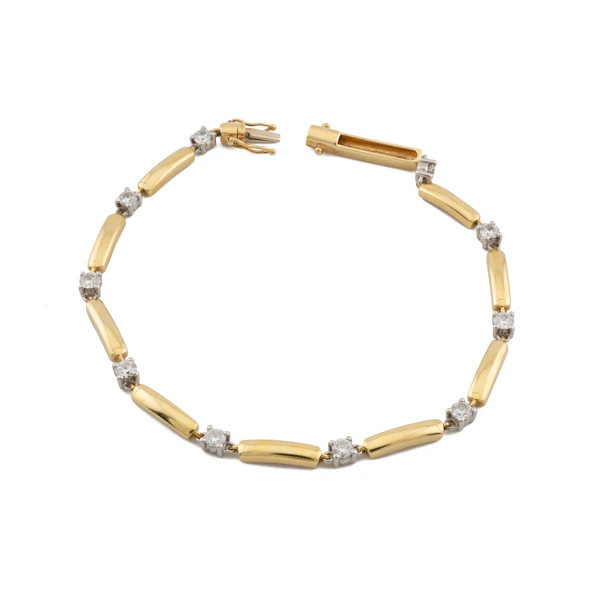 Diamond and 18ct Gold Bar Link Bracelet, Spectrum Antiques - image 4