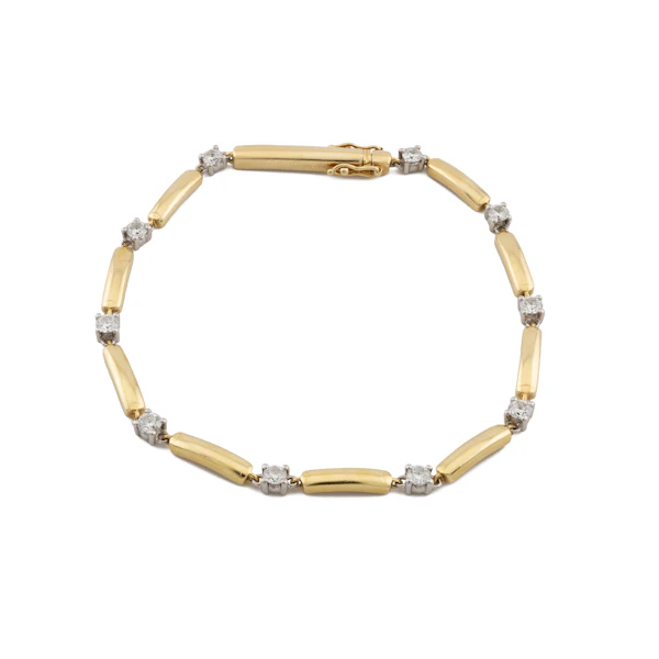 Diamond and 18ct Gold Bar Link Bracelet, Spectrum Antiques - image 1