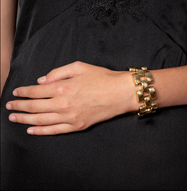 Chunky Geometric Gate Link Bracelet in 9ct Gold, Spectrum Antiques - image 2