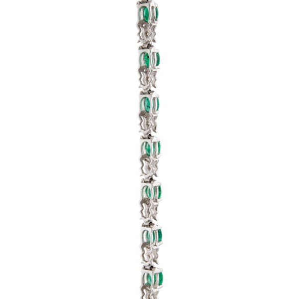 Vintage 14ct White Gold Emerald & Diamond Line Bracelet, Spectrum Antiques - image 3