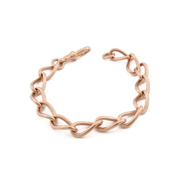 9ct Rose Gold Open-Link Curb Bracelet, Spectrum Antiques - image 4