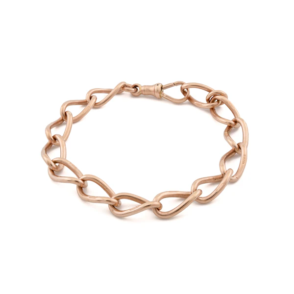 9ct Rose Gold Open-Link Curb Bracelet, Spectrum Antiques - image 1