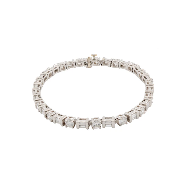Vintage Platinum Baguette & Brilliant Diamond Line Bracelet, Spectrum Antiques - image 1