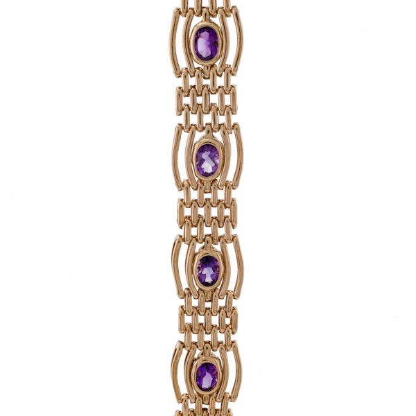 Vintage 9ct Gold Amethyst Link Bracelet, Spectrum Antiques - image 3
