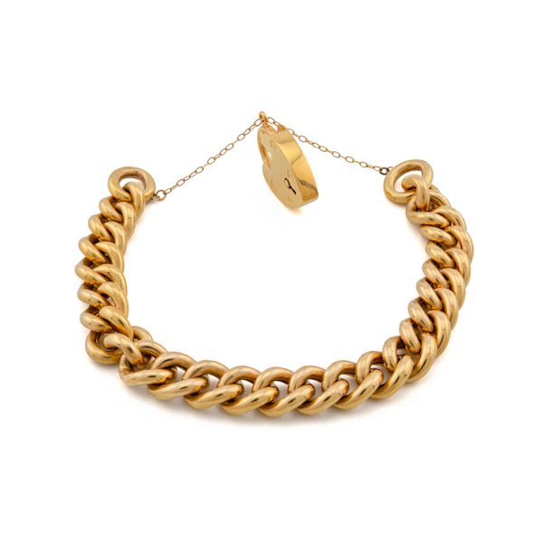 Large 15ct Curb Link Bracelet with Padlock, Spectrum Antiques - image 3