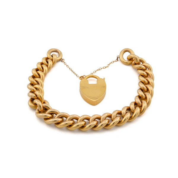 Large 15ct Curb Link Bracelet with Padlock, Spectrum Antiques - image 4