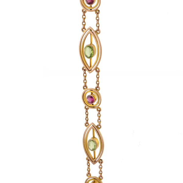 Edwardian 9ct Peridot and Tourmaline Bracelet, Spectrum Antiques - image 3
