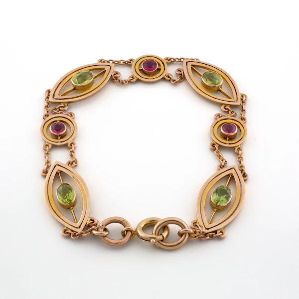 Edwardian 9ct Peridot and Tourmaline Bracelet, Spectrum Antiques - image 4