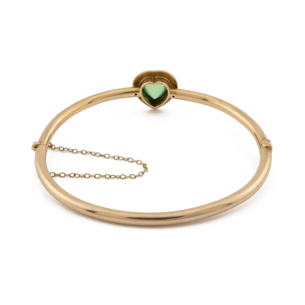 Chalcedony and Pearl 15ct Heart Bangle, Spectrum Antiques - image 3