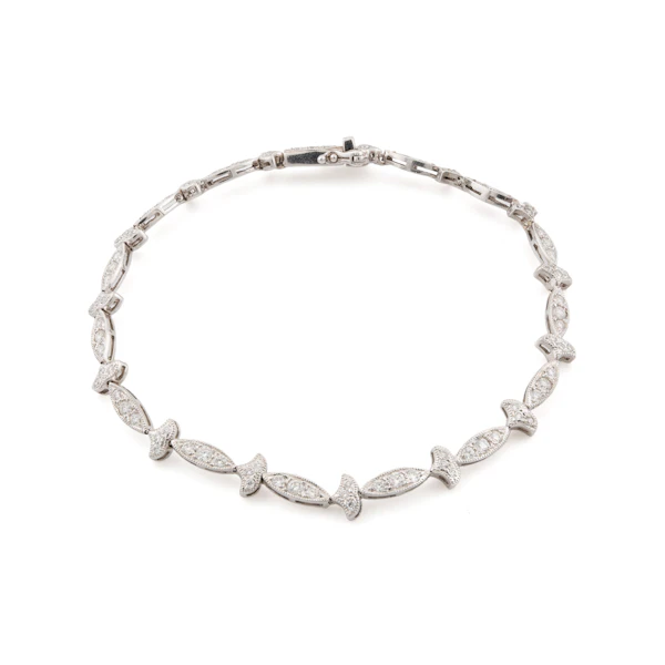Vintage 18ct White Gold Diamond Line Bracelet, Spectrum Antiques - image 1