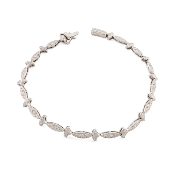 Vintage 18ct White Gold Diamond Line Bracelet, Spectrum Antiques - image 3