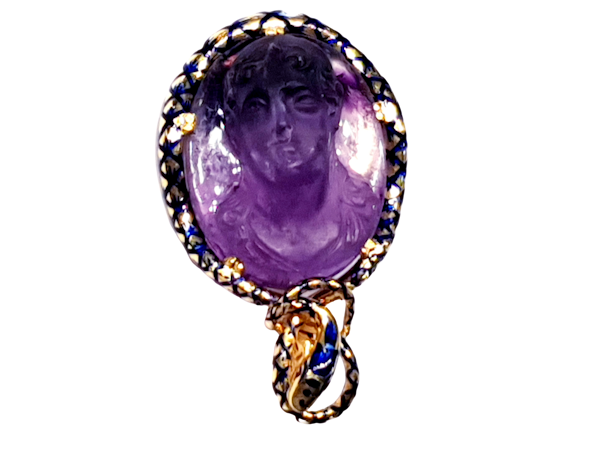 Antique Cleopatra amethyst cameo and entwined asp DBGEMS - image 1