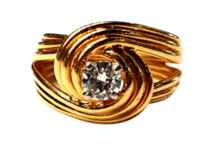 Stylish French 18ct gold and diamond ring DBGEMS