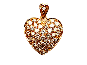 French 18ct gold and pave diamond heart DBGEMS