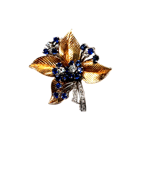 1940's Sapphire and diamond bouquet brooch  DBGEMS