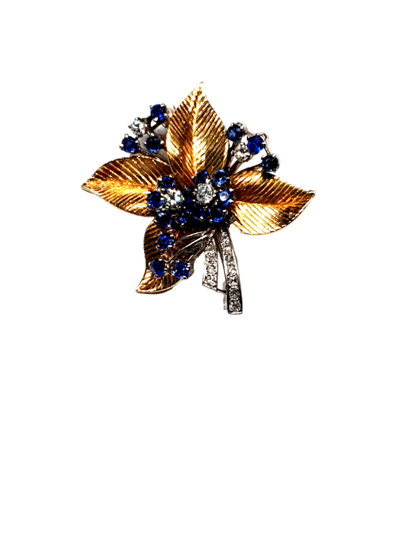 1940's Sapphire and diamond bouquet brooch  DBGEMS - image 1