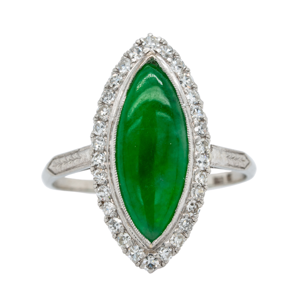 Jade and diamond ring - image 1