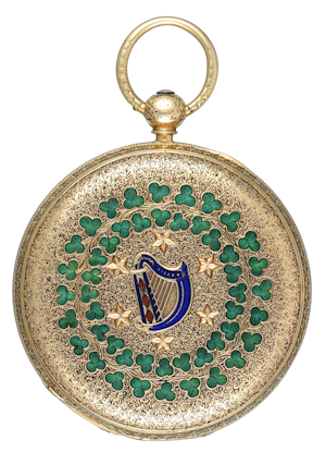 RARE IRISH GOLD AND ENAMEL LEVER