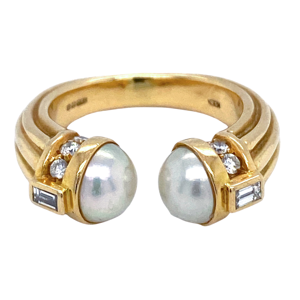 Classically Inspired  Pearl and Diamond Ring - image 1