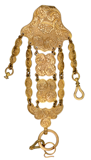 ENGRAVED GILT METAL CHATELAINE