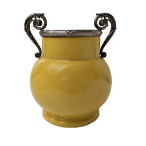 Faberge Silver Mounted Yellow Ceramic Vase, Moscow c.1900