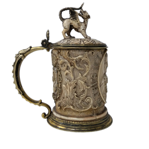 19th Century German Silver-Gilt and Ivory Tankard