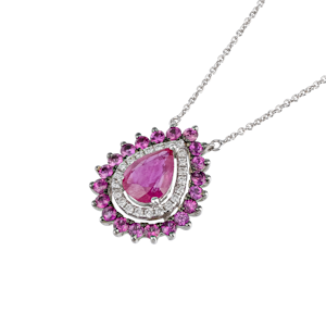 Droplet shaped ruby necklace