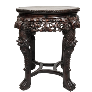 Chinese marble topped wood stand