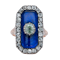 Georgian blue glass and old mine cut diamond ring - image 1