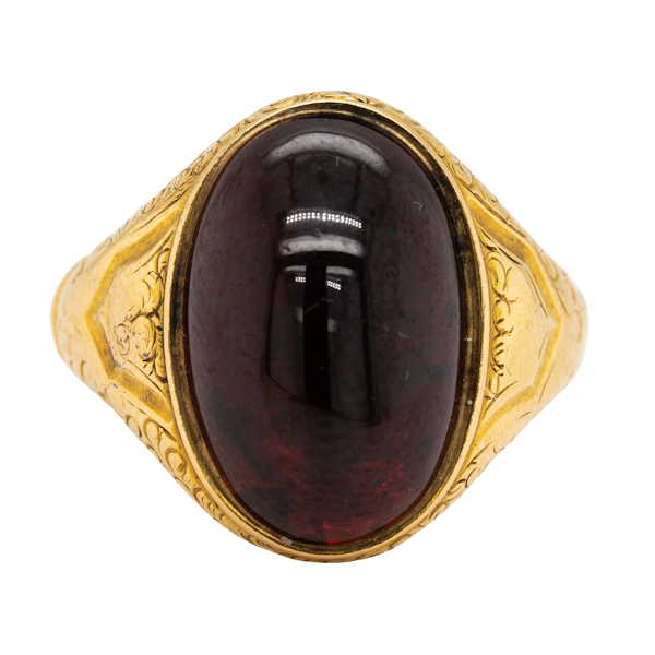Victorian cabochon garnet ring - image 1