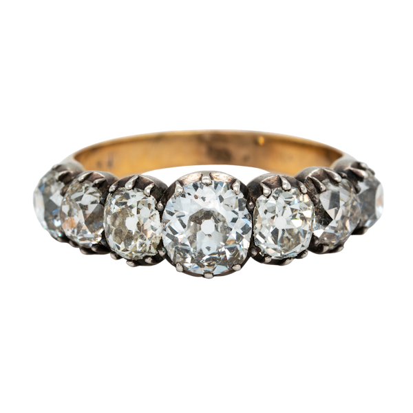 Early Victorian seven stone diamond ring - image 1