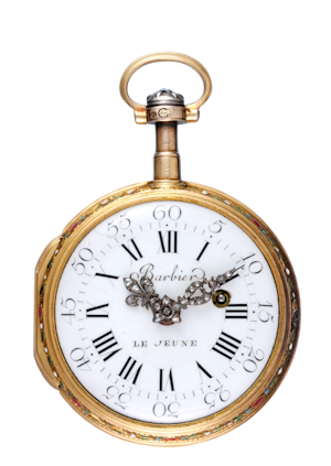 GOLD AND ENAMEL FRENCH VERGE POCKET WATCH