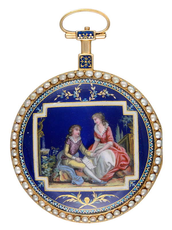 PEARL SET GOLD AND ENAMEL WATCH - image 1