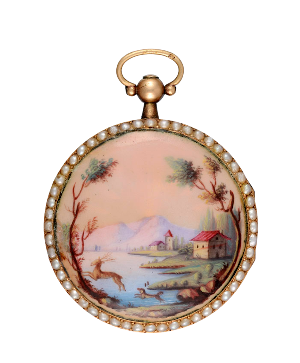 SMALL GOLD AND ENAMEL VERGE POCKET WATCH - image 1