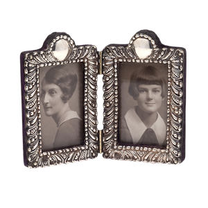 A silver antique double folding frame