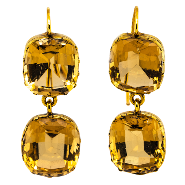 Victorian citrine drop earrings - image 1