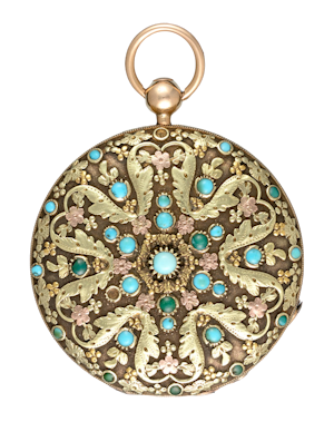 TURQUOISE SET GOLD SWISS LEVER