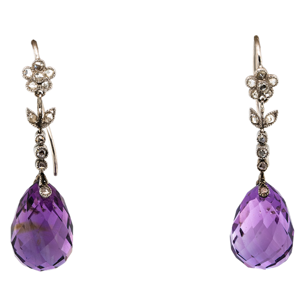 Edwardian amethyst and diamond earrings - image 1