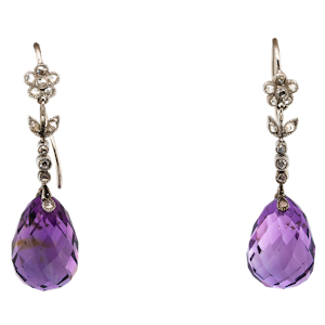 Edwardian amethyst and diamond earrings