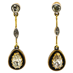 Victorian enamel diamond drop earrings - Charlotte Sayers