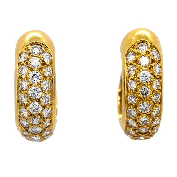 Fine gold diamond hoop earrings - image 1