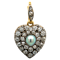 Natural pearl diamond heart pendant - image 1