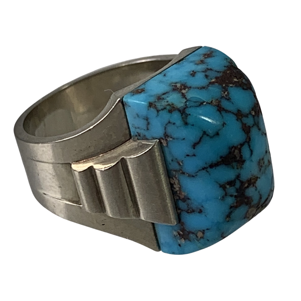 1930 white gold and turquoise ring - image 1