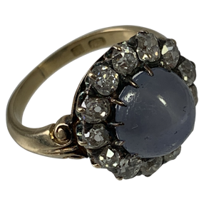 Star sapphire ring with diamonds
