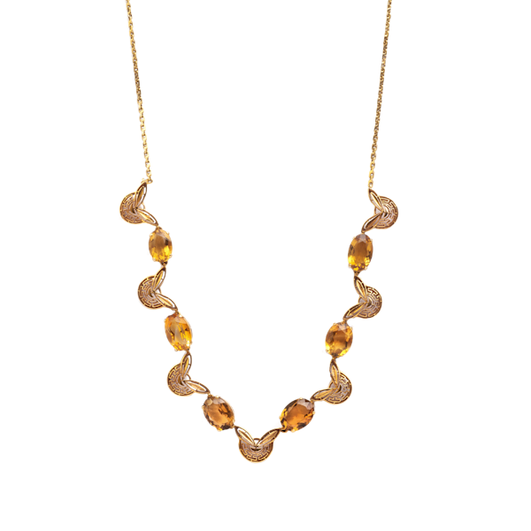 An Italian Gold Citrine Necklace - image 1
