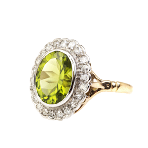 Peridot & Diamond Cluster Ring | Edwardian c.1910s