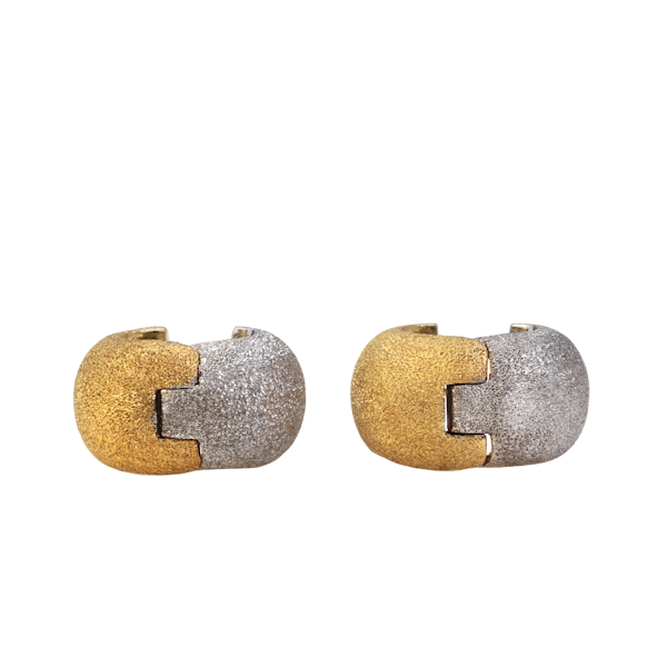 A 1980s Pair of Two Tone Frosted Earrings - image 1